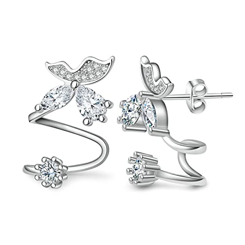 Bishilin Ohrclips Mädchen, Earcuffs Silber Vergoldet Schmetterling mit Zirkonia Ohrringe Damen Silber von Bishilin
