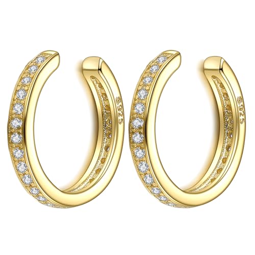 Bishilin Ohrclips Silber 925 Damen, Ohrringe ohne Ohrloch Hoop mit Zirkonia Ear Cuff Ohrklemme Nickelfrei Modeschmuck von Bishilin