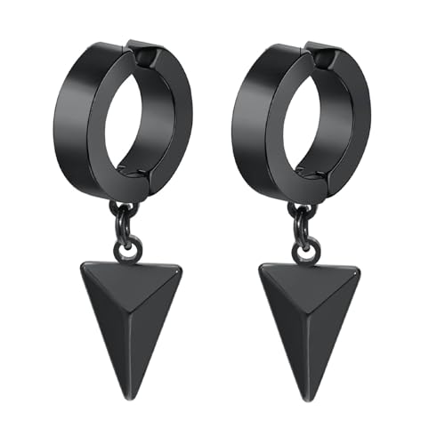 Bishilin Ohrclips ohne Ohrloch Herren Edelstahl, Ohrringe Hängend Dreieck Schwarz Ohrklemme Ohrringe in Bijouterie von Bishilin