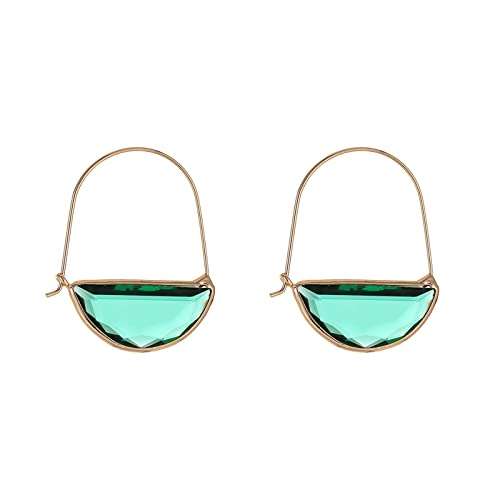 Bishilin Ohrhänger Damen Vergoldet, Ohrringe Hängend Halbkreis mit Grün Zirkonia Gold Ohrringe Mädchen Nickelfrei Modeschmuck von Bishilin