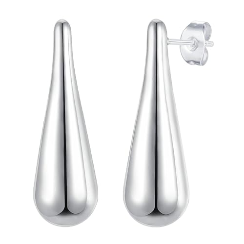 Bishilin Ohrhänger Edelstahl Mädchen Silber, Damen Ohrringe Hängend Zylinder Ohrhänger für Mädchen in Bijouterie von Bishilin