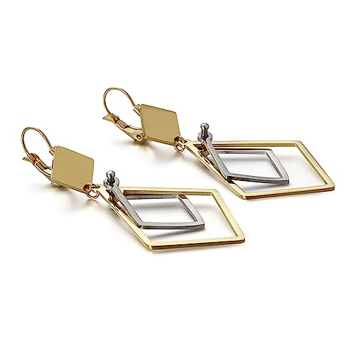 Bishilin Ohrhänger Edelstahl Mädchen Silber Gold, Ohrringe Hängend Rhombus Hochzeit Ohrringe Damen Nickelfrei Modeschmuck von Bishilin