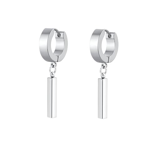 Bishilin Ohrhänger Edelstahl Männer Silber, Herren Ohrringe Hängend Zylinder Ohrhänger für Männer in Bijouterie von Bishilin