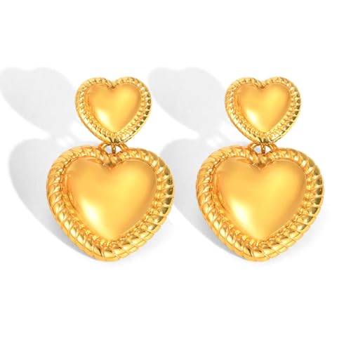 Bishilin Ohrhänger Edelstahl Vergoldet Mädchen Gold, Ohrringe Damen Herz Hochzeit Ohrringe Nickelfrei Modeschmuck von Bishilin