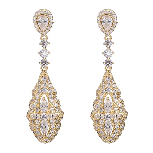 Bishilin Ohrhänger Vergoldet Damen, Ohrringe Hängend Kleeblatt mit Weiß Zirkonia Gold Ohrringe Jugendstil Modeschmuck Bishilin Ohrhänger Vergoldet Damen, Ohrringe Hängend Kleeblatt mit Weiß Zirkonia Gold Ohrringe Jugendstil Modeschmuck von Bishilin
