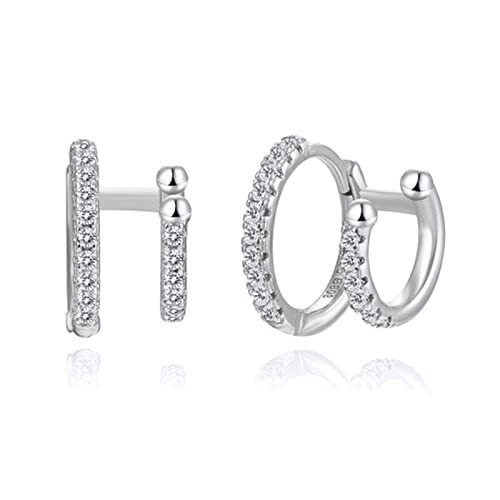 Bishilin Ohrringe 925 Silber, Creolen Damen Kreis mit Zirkonia Silber Ohrringe Hypoallergen für Mädchen von Bishilin