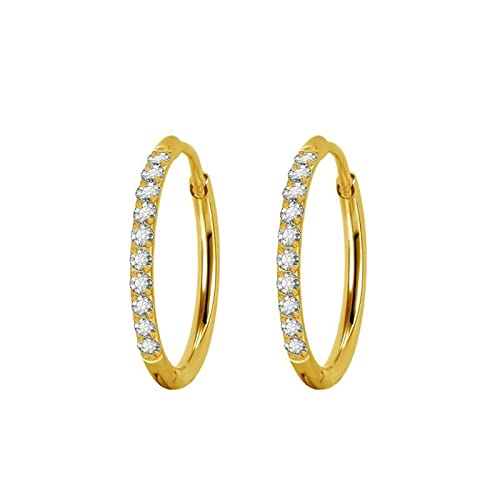 Bishilin Ohrringe Damen Edelstahl, Creolen Ohrringe 12MM Hoop mit Zirkonia Ohrringe Gold Jugendstil für Mädchen von Bishilin