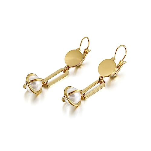 Bishilin Ohrringe Damen Edelstahl, Ohrringe Hängend mit Perlen Gold Ohrhänger in Bijouterie von Bishilin