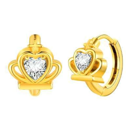 Bishilin Ohrringe Damen Edelstahl Vergoldet, Creolen Krone mit Herz Zirkonia Gold Ohrringe Nickelfrei Modeschmuck von Bishilin