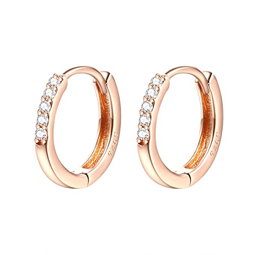 Bishilin Ohrringe Damen Silber 925, Creolen Hoop mit Zirkonia Rosegold Ohrringe Nickelfrei Modeschmuck von Bishilin