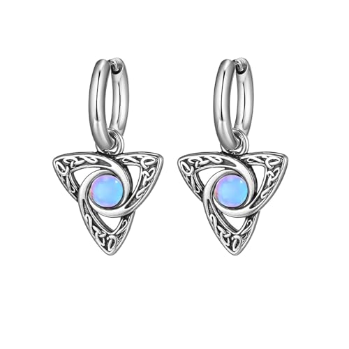Bishilin Ohrringe Edelstahl, Herren Ohrringe Hängend Keltische Knoten mit Mondstein Silber Ohrhänger in Bijouterie Bishilin Ohrringe Edelstahl, Herren Ohrringe Hängend Keltische Knoten mit Mondstein Silber Ohrhänger in Bijouterie von Bishilin