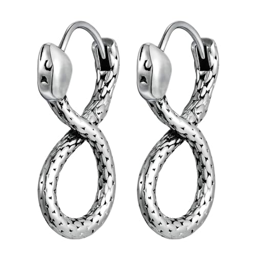 Bishilin Ohrringe Edelstahl, Herren Ohrringe Hängend Unendlichkeit mit Schlange Silber Ohrhänger in Bijouterie von Bishilin