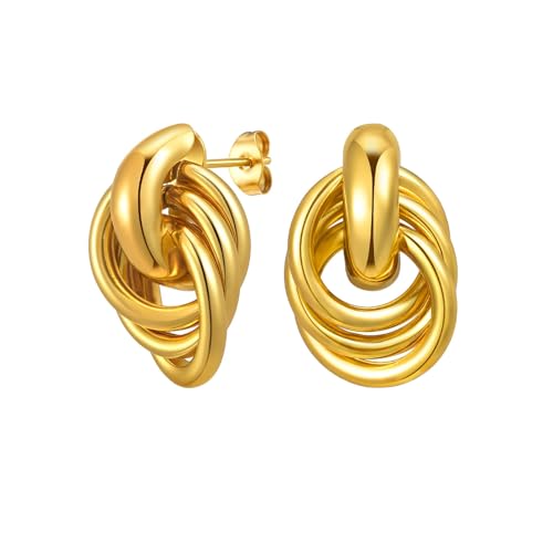 Bishilin Ohrringe Edelstahl Gold, Vergoldet Damen Ohrstecker Geometrie Ohrringe Nickelfrei für Mädchen von Bishilin