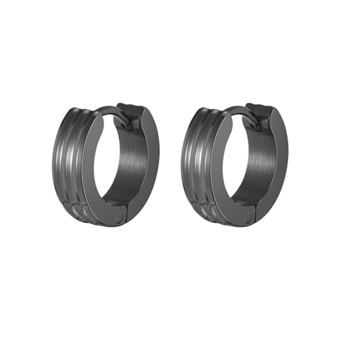 Bishilin Ohrringe Edelstahl Herren, Creolen Hoop Schwarz Ohrringe Männer in Bijouterie von Bishilin