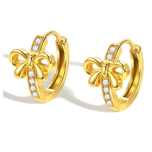 Bishilin Ohrringe Edelstahl Vergoldet Damen, Creolen Knoten mit Zirkonia Gold Ohrringe Mädchen in Bijouterie von Bishilin