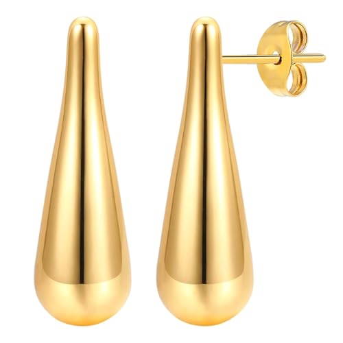 Bishilin Ohrringe Hängend Damen Edelstahl Vergoldet, Ohrhänger Zylinder Gold Ohrringe Nickelfrei Modeschmuck von Bishilin