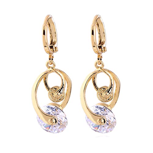 Bishilin Ohrringe Hängend Mädchen Vergoldet, Ohrhänger Creolen mit Weiß Zirkonia Gold Ohrringe Jugendstil in Bijouterie Bishilin Ohrringe Hängend Mädchen Vergoldet, Ohrhänger Creolen mit Weiß Zirkonia Gold Ohrringe Jugendstil in Bijouterie von Bishilin