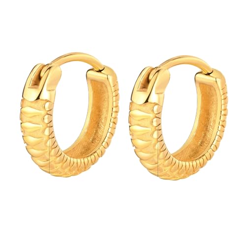 Bishilin Ohrringe Herren Edelstahl, Creolen Hoop mit Schlange Muster Gold Ohrringe Nickelfrei Modeschmuck von Bishilin