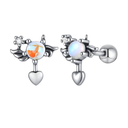 Bishilin Ohrringe Herren Edelstahl, Ohrstecker Engelsflügel mit Stein Silber Ohrringe Hypoallergen für Männer von Bishilin