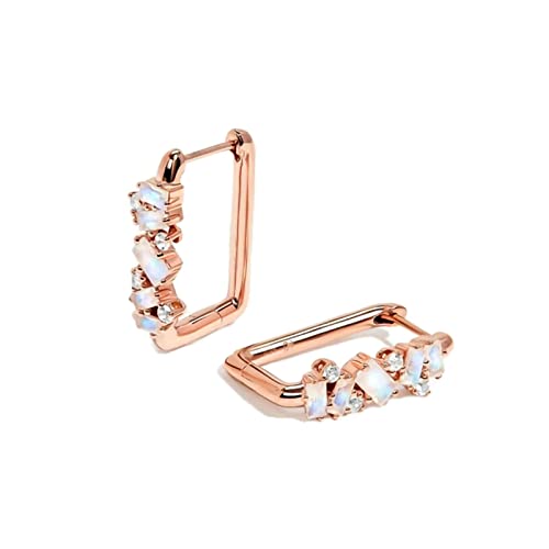 Bishilin Ohrringe Silber 925 Creolen Vergoldet, Damen Ohrringe Rechteck mit Mondstein Ohrstecker Rosegold Nickelfrei von Bishilin