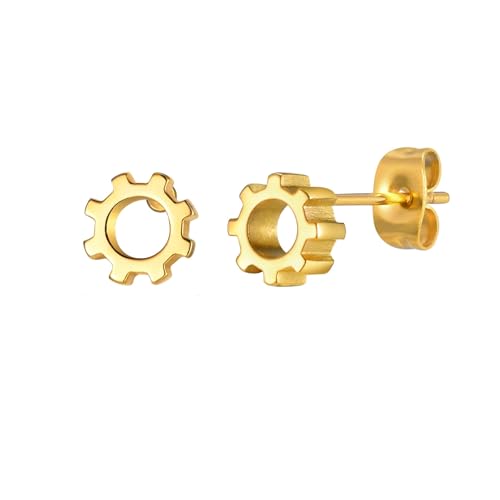 Bishilin Ohrstecker Edelstahl Herren, Ohrringe Gold Radzähne 6MM Ohrstecker Nordisch in Bijouterie von Bishilin