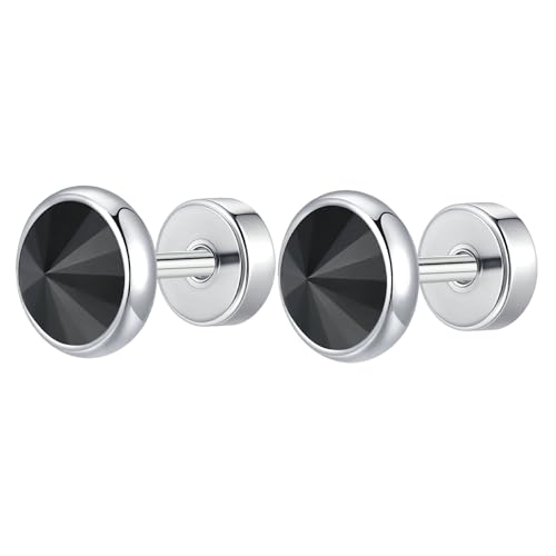 Bishilin Ohrstecker Edelstahl Herren, Ohrringe Silber 8MM mit Schwarz Zirkonia Ohrstecker Nordisch in Bijouterie Bishilin Ohrstecker Edelstahl Herren, Ohrringe Silber 8MM mit Schwarz Zirkonia Ohrstecker Nordisch in Bijouterie von Bishilin