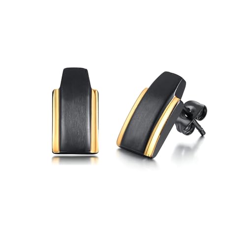 Bishilin Ohrstecker Edelstahl Nickelfrei, Herren Ohrringe Geometrie Ohrstecker Nordisch für Männer Schwarz Gold von Bishilin