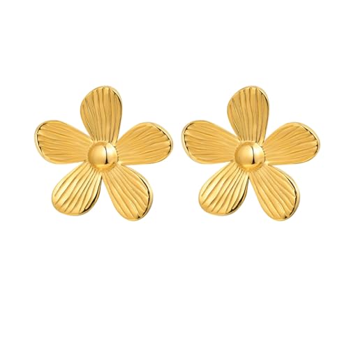 Bishilin Ohrstecker Edelstahl Vergoldet, Ohrringe Damen Blume 20MM Gold Ohrstecker Nickelfrei für Mädchen von Bishilin