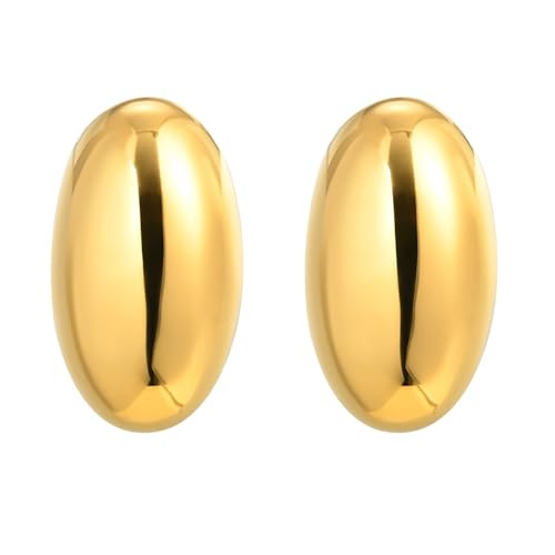 Bishilin Ohrstecker Edelstahl Vergoldet Nickelfrei, Damen Ohrringe Oval Ohrstecker Nordisch für Mädchen Gold von Bishilin