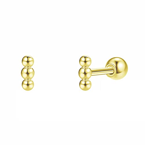 Bishilin Ohrstecker Silber 925, Ohrringe Damen Beads mit Schraubverschluss Gold Ohrstecker Nickelfrei für Mädchen von Bishilin