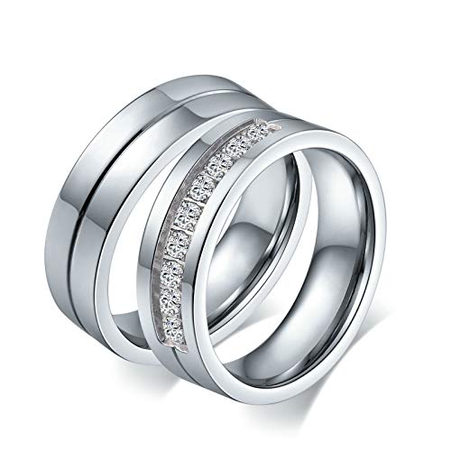 Bishilin Hochzeit Ringe Paar, Ringe Edelstahl Partnerringe mit Gravur 6MM Hochglanzpoliert Verlobungsringe für Sie und Ihn Damen Gr.54 (17.2) & Herren Gr.65 (20.7) von Bishilin