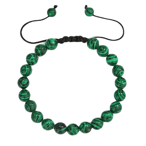 Bishilin Perlen Armband Paare, Perlenarmbänder Herren Damen 8MM Grün Malachit Charm Armband Chakra Personalisiert Verstellbar von Bishilin