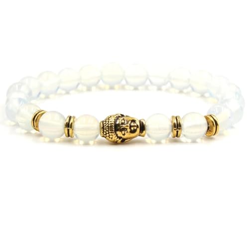Bishilin Perlenarmband Herren Chakra, Charm Armbänder Perlen 8MM Opal mit Buddha Personalisiertes Armband Männer 19CM von Bishilin
