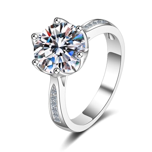 Bishilin Platin 950 Ringe Damen, Ehering Einzeln 6-Steg-Krappenfassung mit Diamant 3ct Verlobungsringe Trauringe Nickelfrei Große 52 (16.6) von Bishilin