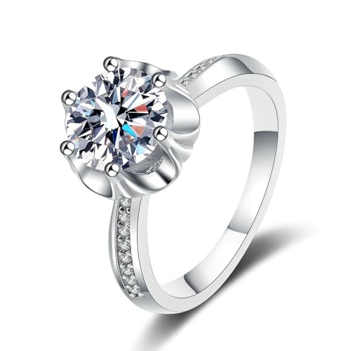 Bishilin Platin 950 Ringe Damen, Ehering Einzeln Pflaumenblüte mit Diamant 1ct Verlobungsringe Trauringe Nickelfrei Große 52 (16.6) von Bishilin