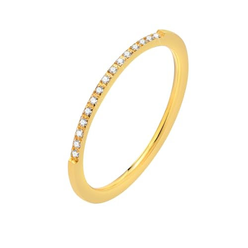 Bishilin Ring Damen Edelstahl Vergoldet Gold, Ringe Personalisiert Schmal 1MM mit Zirkonia Eheringe Hochzeit Ring Nickelfrei Größe 57 (18.1) von Bishilin