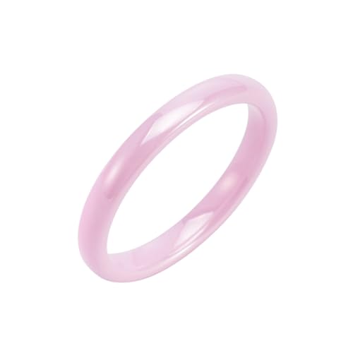 Bishilin Ring Damen Personalisiert, Ringe Keramik 3MM Schmal Bandring Ring Größe 67 (21.3), Partnerringe Hochzeit Ring Nickelfrei Rosa von Bishilin