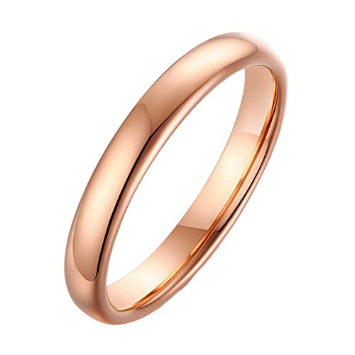 Bishilin Ring Damen Wolframcarbid, Freundschaftsringe 3MM Schmal Bandring Partnerringe mit Gravur Frauen Ringe Rosegold Personalisiert Gr.55 (17.5) von Bishilin