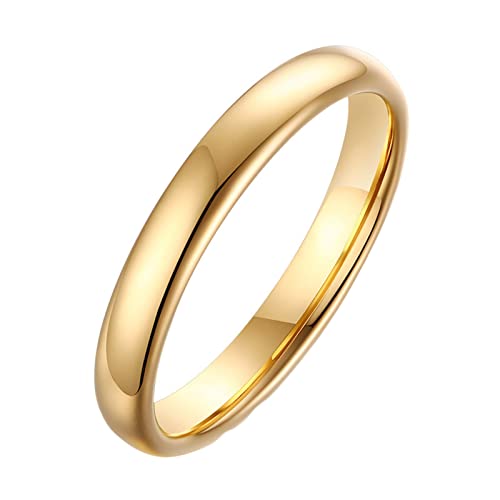Bishilin Ring Damen Wolframcarbid, Partnerring mit Gravur 3MM Schmal Bandring Freundschaftsringe Gold Ring Personalisiert für Frauen Mädchen Größe 57 (18.1) von Bishilin