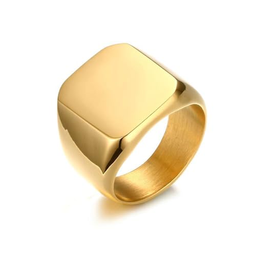 Bishilin Ring Herren Edelstahl, Gothic Ringe Breit 19MM Siegelring Partnerringe Männer Ring Personalisiert Gold Gr.57 (18.1) von Bishilin