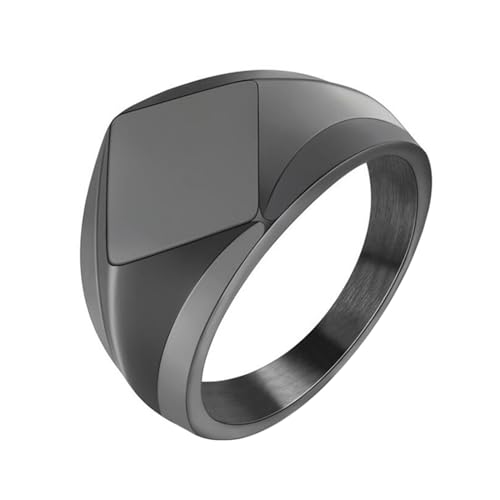 Bishilin Ring Herren Personalisiert, Ringe Edelstahl 18MM Glänzend Siegelring Partnerringe Hochzeit Ring Nickelfrei Schwarz Größe 54 (17.2) von Bishilin