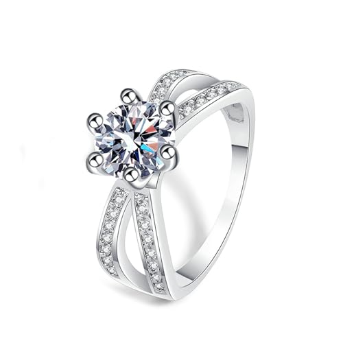 Bishilin Ringe 375 Weißgold 9 Karat Damen, Trauringe Unendlichkeit Blume mit Diamant 1ct Eheringe Hochzeit Ring Frauen Gr.58 (18.5) von Bishilin