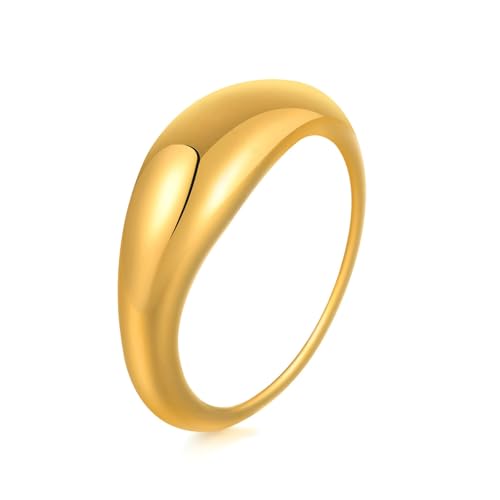 Bishilin Ringe Damen Edelstahl Vergoldet, Ring Personalisiert Geometrie Frauen Ringe Verlobung und Hochzeit Gold Gr.54 (17.2) von Bishilin