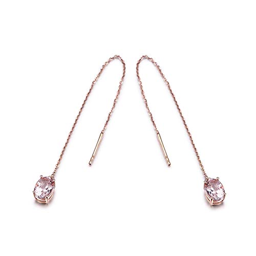 Bishilin Rotgold Ohrringe 750 Hänger Oval Morganit 1.65ct Hochzeit Ohrringe Durchzieher Geschenk für Hochzeitstag von Bishilin