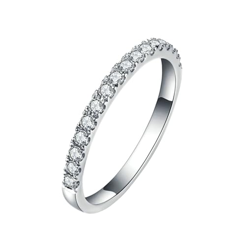Bishilin Trauring Damen Einzeln Weißgold 585, Ringe Schmal mit Diamant 0.2ct Hochzeitsringe Frauen Ringe Verlobung Jahrestag Gr.56 (17.8) von Bishilin