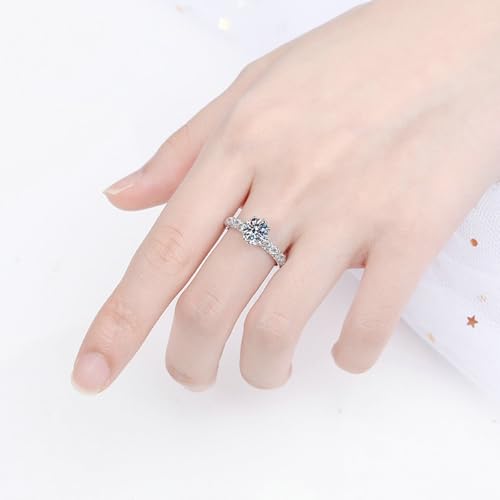 Bishilin Trauringe Damen Einzeln Platin 950, Frauen Ring Rund mit Diamant 1ct Verlobungsringe Jahrestag Hochzeit Ringe Gr.50 (15.9) von Bishilin