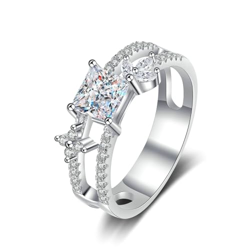 Bishilin Trauringe Damen Einzeln Platin 950, Frauen Ring mit Diamant 1ct Wickelring Verlobungsringe Jahrestag Hochzeit Ringe Große 58 (18.5) von Bishilin