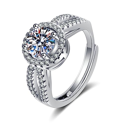 Bishilin Trauringe Damen Einzeln Weißgold 585, Frauen Ring mit Diamant Verlobungsringe Hochzeit Ringe Gr.52 (16.6) von Bishilin