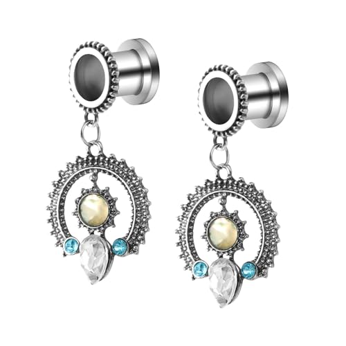 Bishilin Tunnel 26MM, Plugs Ohrringe Damen Edelstahl Hängend Sonne mit Zirkonia Piercing Tunnel Ohrringe Set von Bishilin