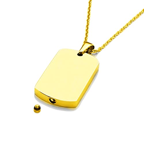 Bishilin Urnenketten für Asche Männer Frauen, Kette Edelstahl 60CM Gold mit Anhänger Dog Tag Halskette für Asche Memorial Ascheschmuck von Bishilin